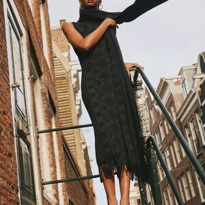 Scotch & Soda Sleeveless Midi Sweater DRESS Size S Geometric Fringe NEW $248